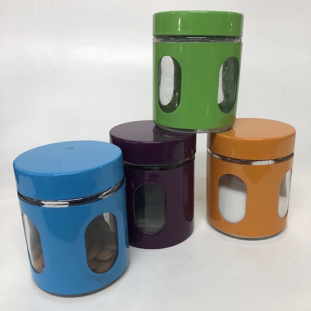 CANNISTER, Coloured Metal Storage Jar